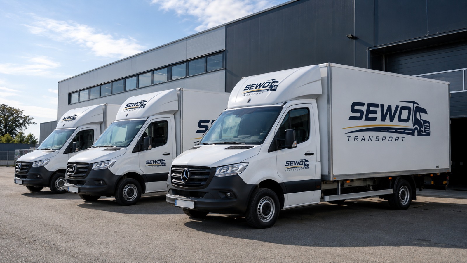 SEWO Transport Flotte vor Halle